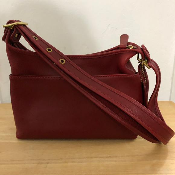 Coach Handbags - Coach Red Leather Hobo Crossbody 9136 Legacy Bag